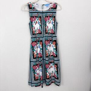 Draper James Womens Sleeveless Smocked Midi Dress Size XS Floral Summer Green